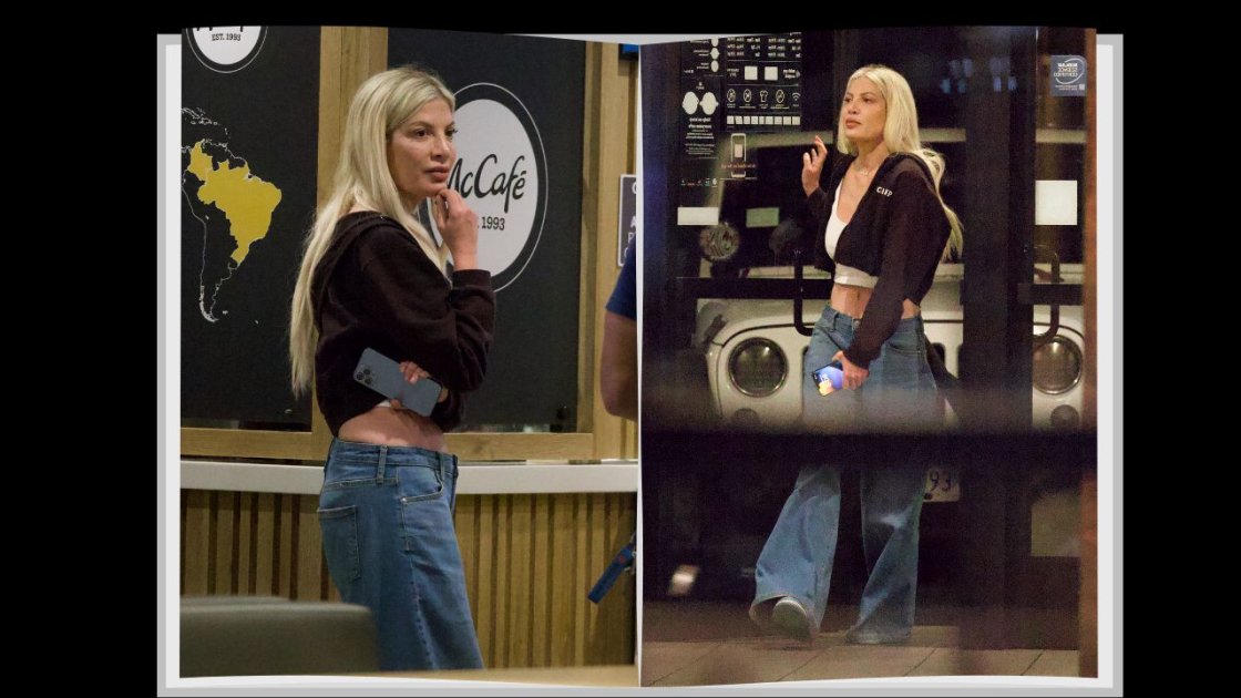 Tori Spelling embarked on a visit to McDonald's whilst attired in a crop top